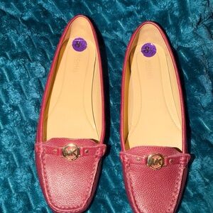 Michael Kors Flat Leather Burgundy Shoes Size 8.5 Vs3 Worn Once